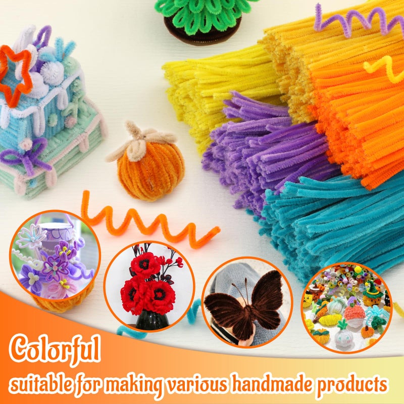 Mnuizu 200pcs Pipe Cleaners,Pipe Cleaners Chenille Stems for Craft, Fuzzy Sticks Christmas Craft Supplies for DIY Art & Creative Crafts Decorations(Orange) - Image 5